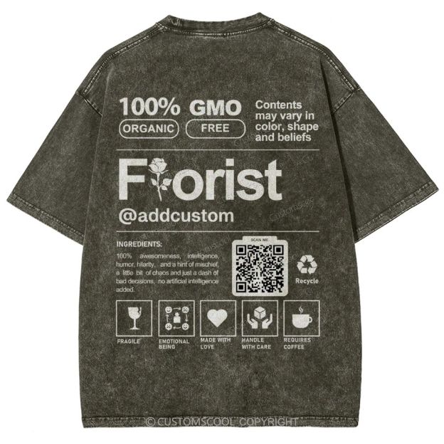 Florist Addcustom QR Code Unisex Fit Washed T-Shirt Customscool