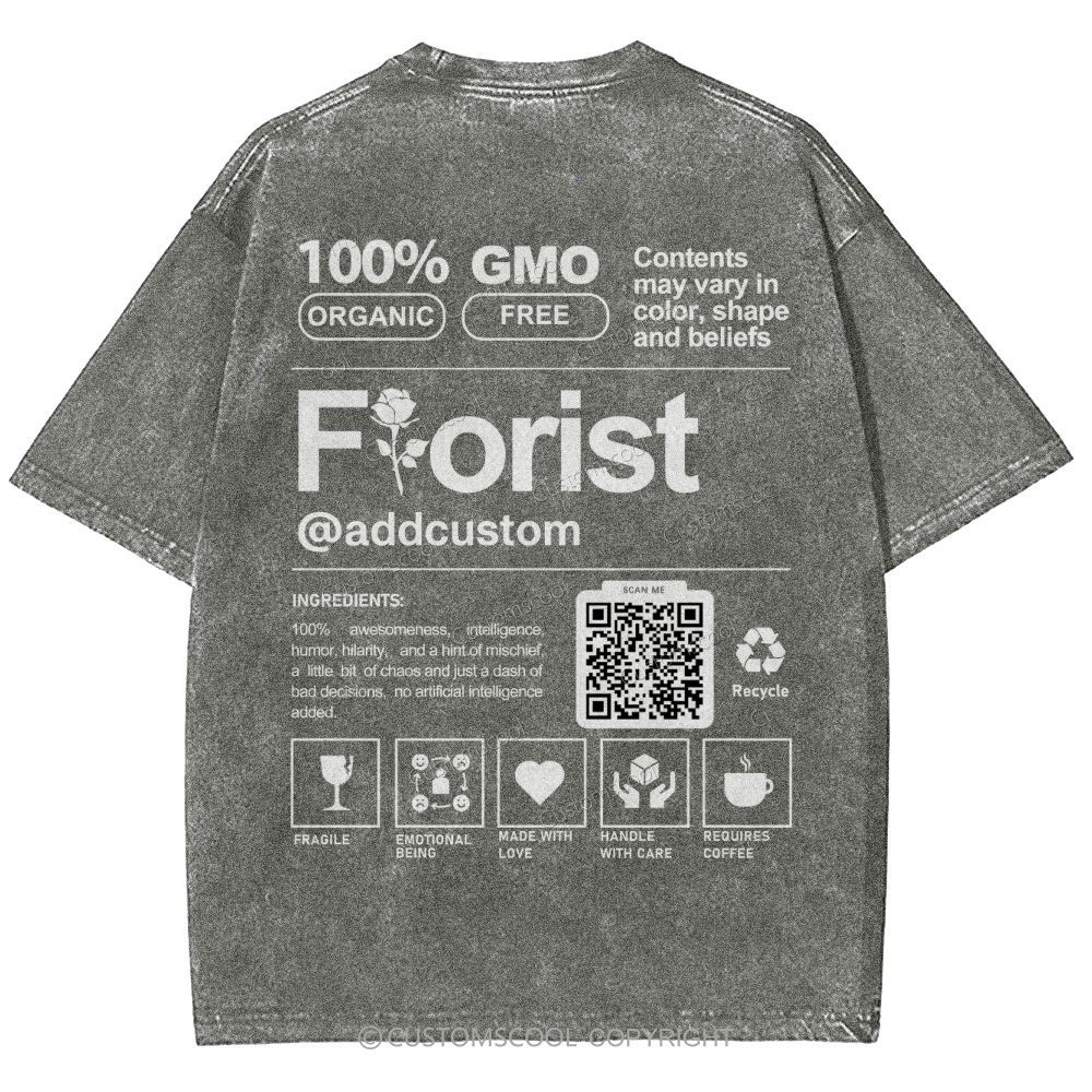 Florist Addcustom QR Code Unisex Fit Washed T-Shirt Customscool