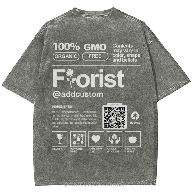 Florist Addcustom QR Code Unisex Fit Washed T-Shirt Customscool