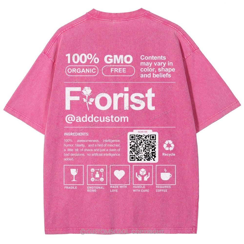 Florist Addcustom QR Code Unisex Fit Washed T-Shirt Customscool