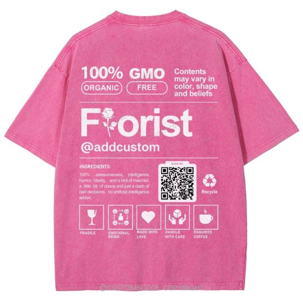 Florist Addcustom QR Code Unisex Fit Washed T-Shirt Customscool
