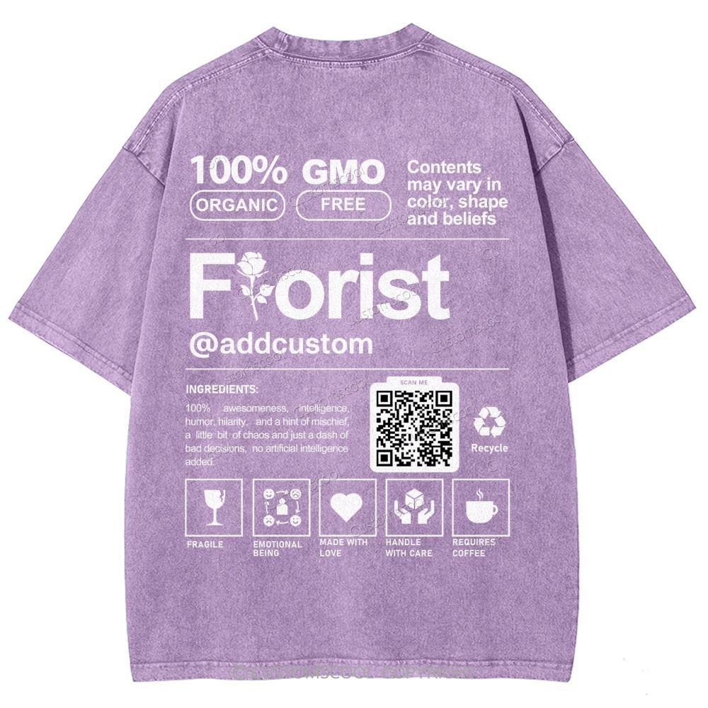 Florist Addcustom QR Code Unisex Fit Washed T-Shirt Customscool