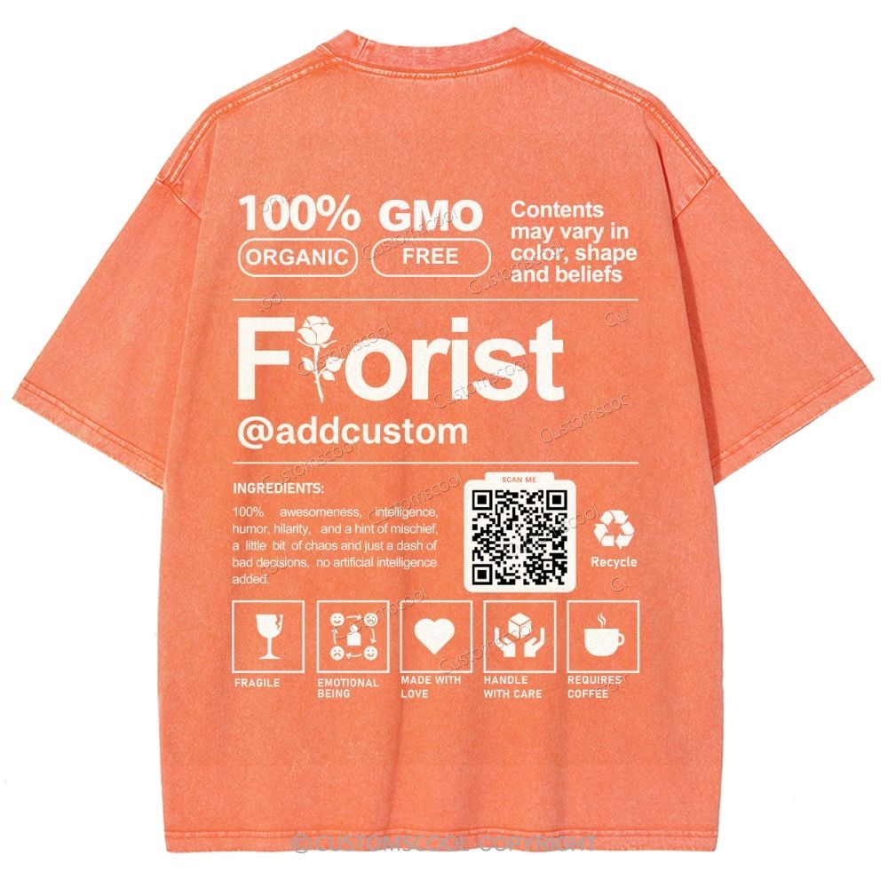 Florist Addcustom QR Code Unisex Fit Washed T-Shirt Customscool