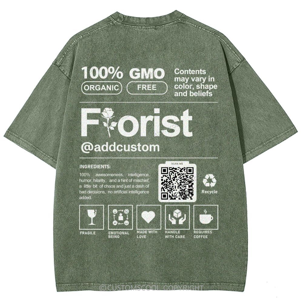 Florist Addcustom QR Code Unisex Fit Washed T-Shirt Customscool