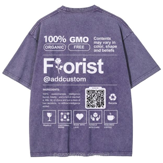 Florist Addcustom QR Code Unisex Fit Washed T-Shirt Customscool