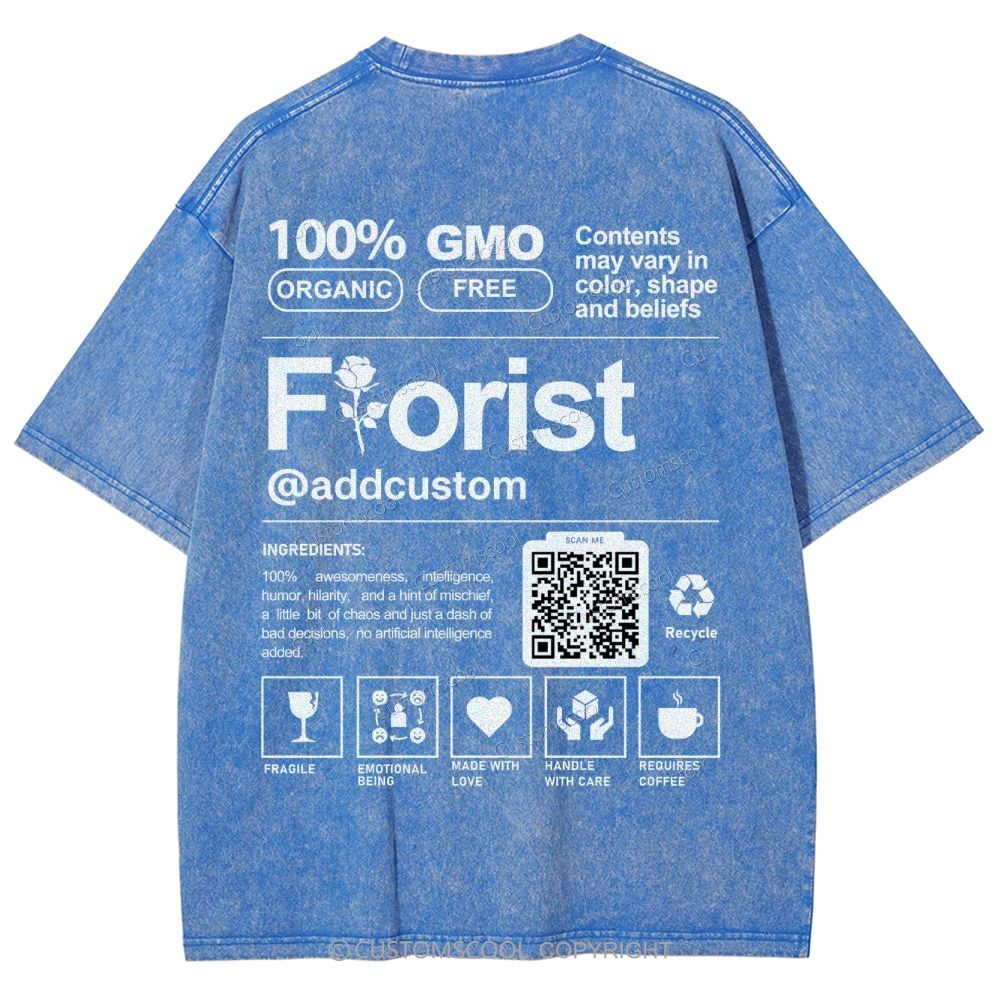 Florist Addcustom QR Code Unisex Fit Washed T-Shirt Customscool