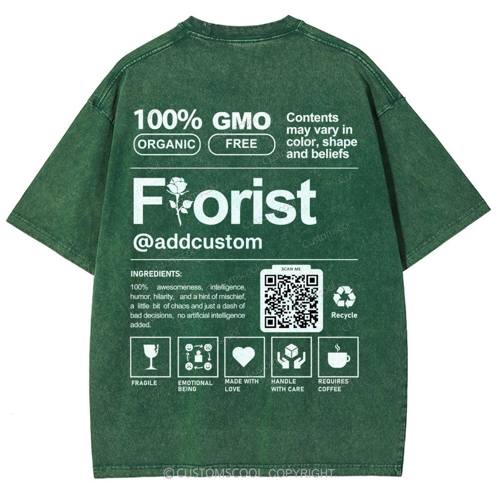 Florist Addcustom QR Code Unisex Fit Washed T-Shirt Customscool