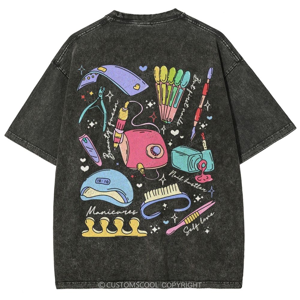 Nail Tech Stuff ADDCUSTOM Unisex Fit Washed T-Shirt Customscool