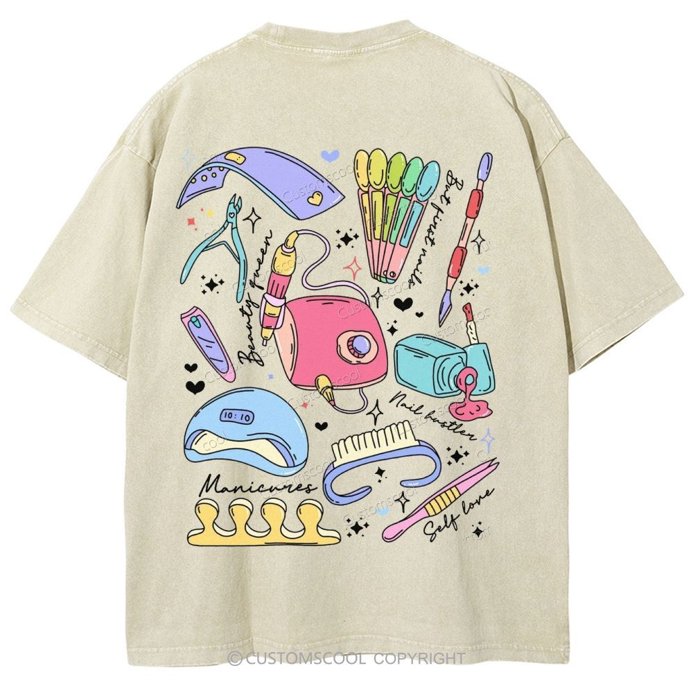 Nail Tech Stuff ADDCUSTOM Unisex Fit Washed T-Shirt Customscool