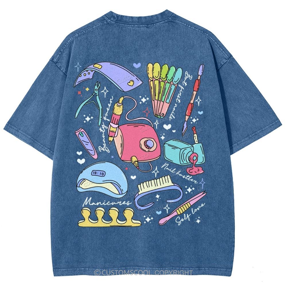Nail Tech Stuff ADDCUSTOM Unisex Fit Washed T-Shirt Customscool