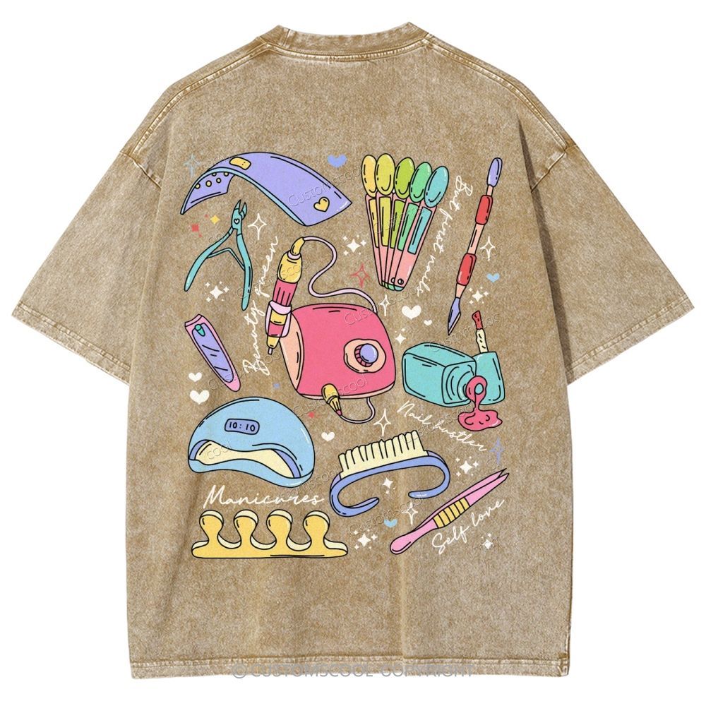 Nail Tech Stuff ADDCUSTOM Unisex Fit Washed T-Shirt Customscool