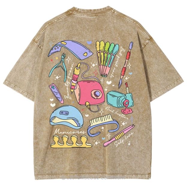 Nail Tech Stuff ADDCUSTOM Unisex Fit Washed T-Shirt Customscool