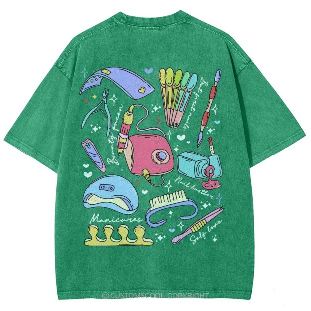 Nail Tech Stuff ADDCUSTOM Unisex Fit Washed T-Shirt Customscool