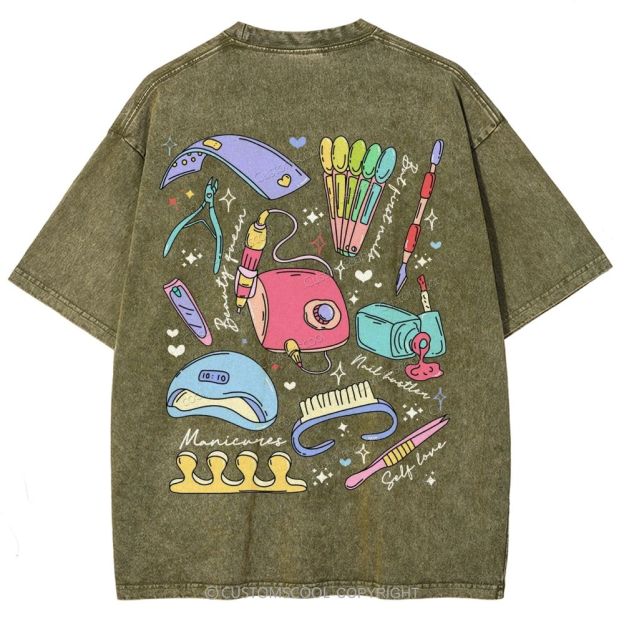 Nail Tech Stuff ADDCUSTOM Unisex Fit Washed T-Shirt Customscool