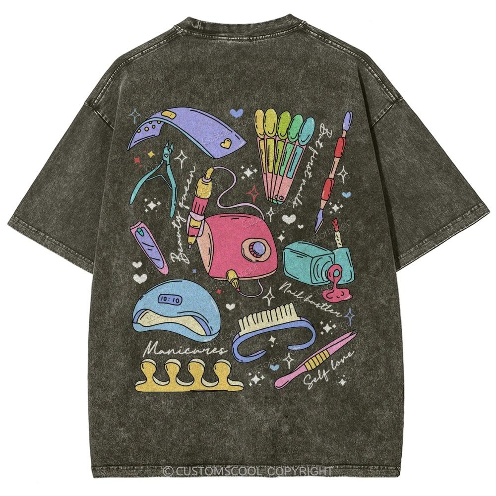 Nail Tech Stuff ADDCUSTOM Unisex Fit Washed T-Shirt Customscool