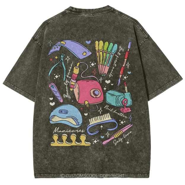 Nail Tech Stuff ADDCUSTOM Unisex Fit Washed T-Shirt Customscool