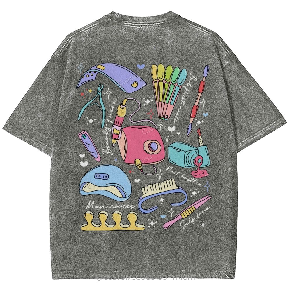 Nail Tech Stuff ADDCUSTOM Unisex Fit Washed T-Shirt Customscool