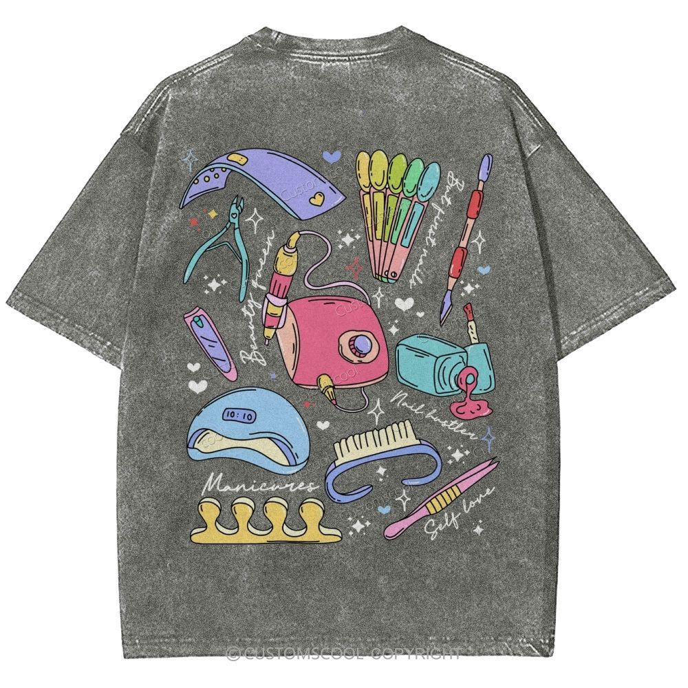 Nail Tech Stuff ADDCUSTOM Unisex Fit Washed T-Shirt Customscool
