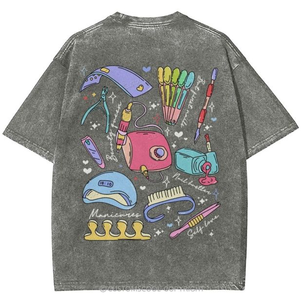 Nail Tech Stuff ADDCUSTOM Unisex Fit Washed T-Shirt Customscool