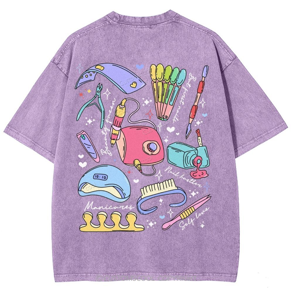 Nail Tech Stuff ADDCUSTOM Unisex Fit Washed T-Shirt Customscool