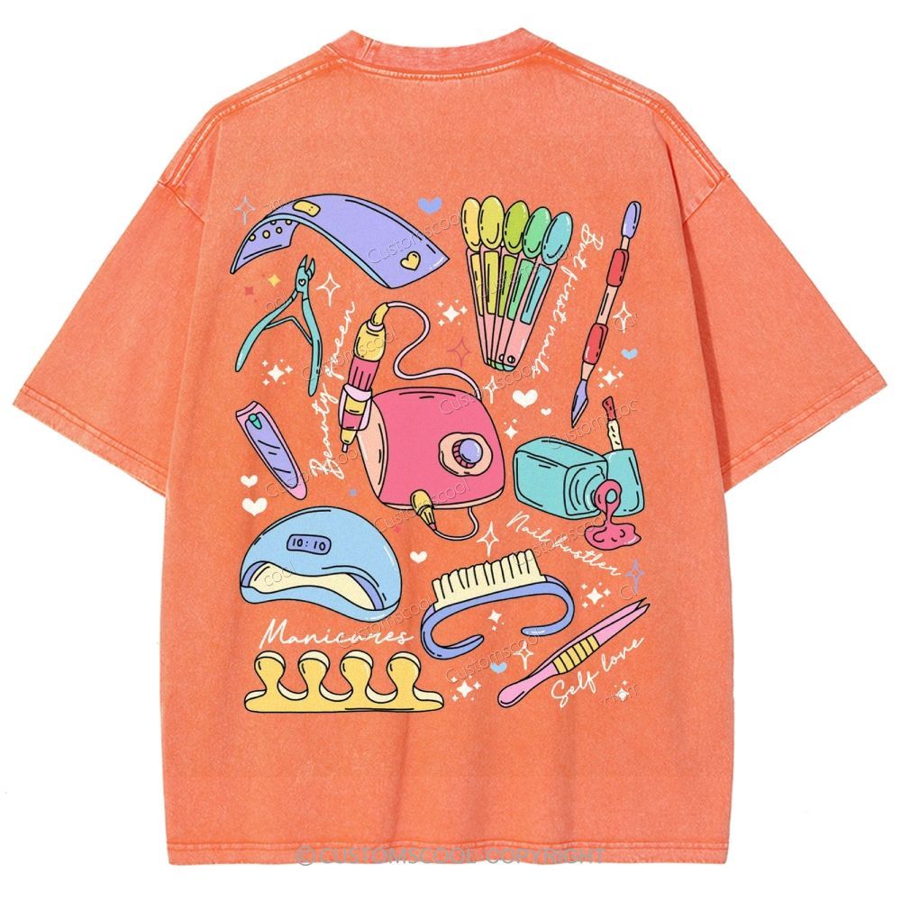 Nail Tech Stuff ADDCUSTOM Unisex Fit Washed T-Shirt Customscool