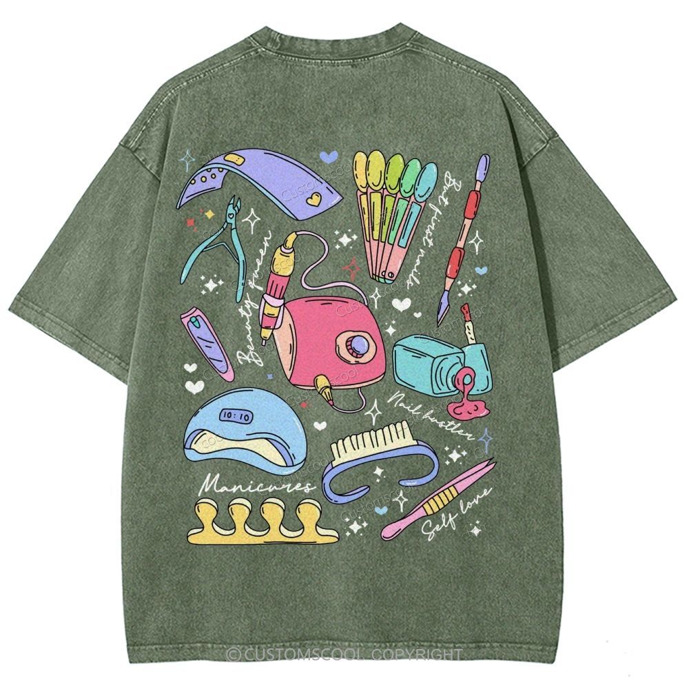 Nail Tech Stuff ADDCUSTOM Unisex Fit Washed T-Shirt Customscool