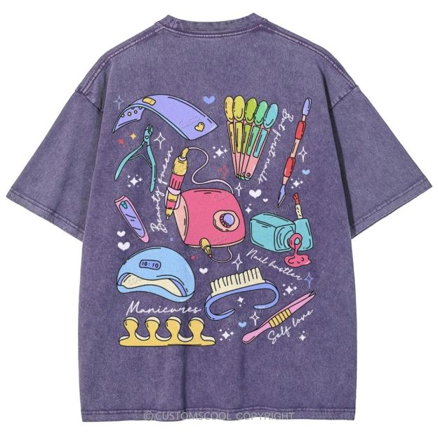 Nail Tech Stuff ADDCUSTOM Unisex Fit Washed T-Shirt Customscool