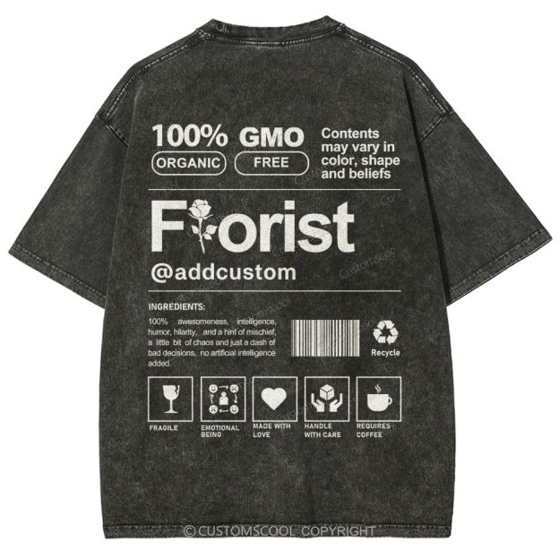 Florist Addcustom Unisex Fit Washed T-Shirt Customscool