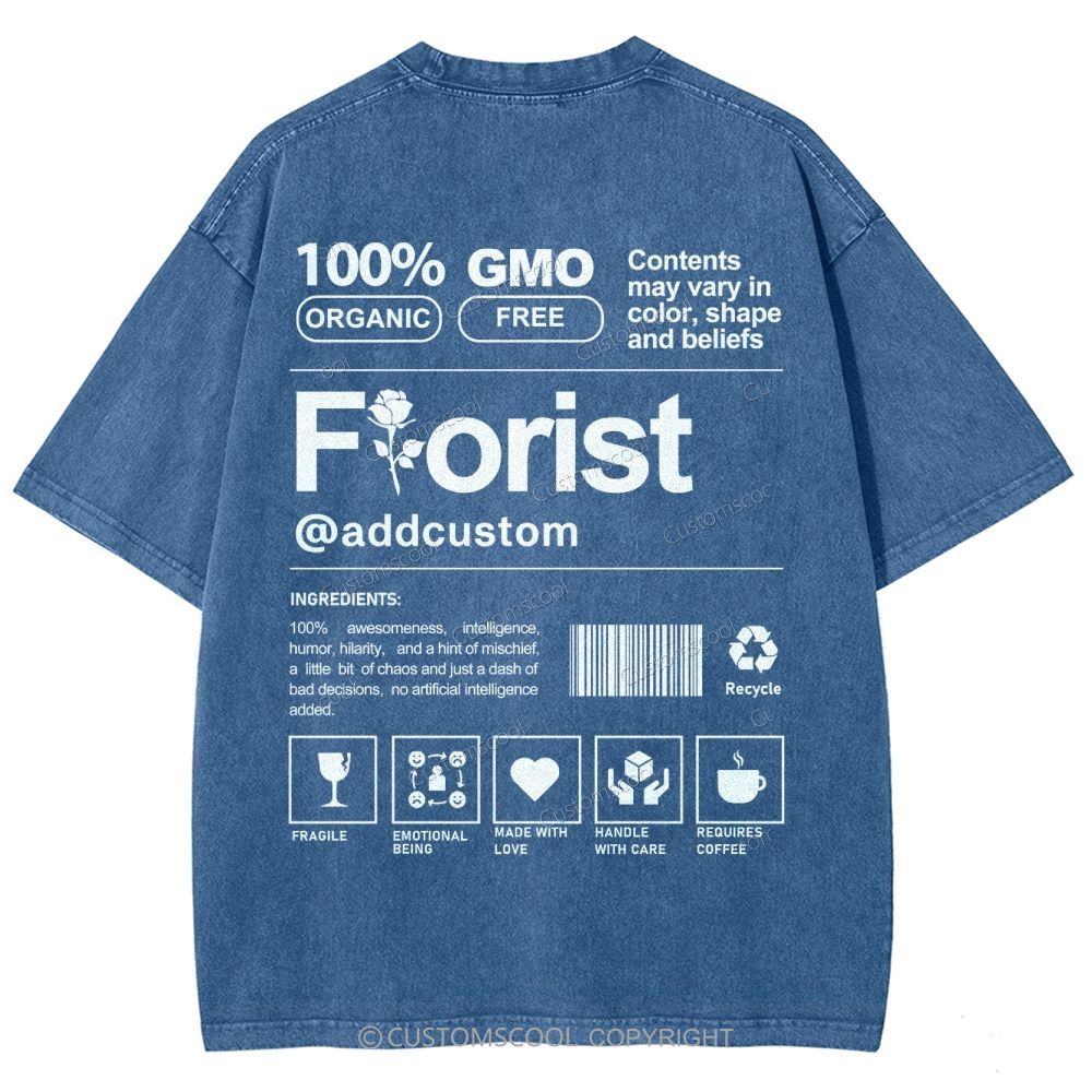 Florist Addcustom Unisex Fit Washed T-Shirt Customscool