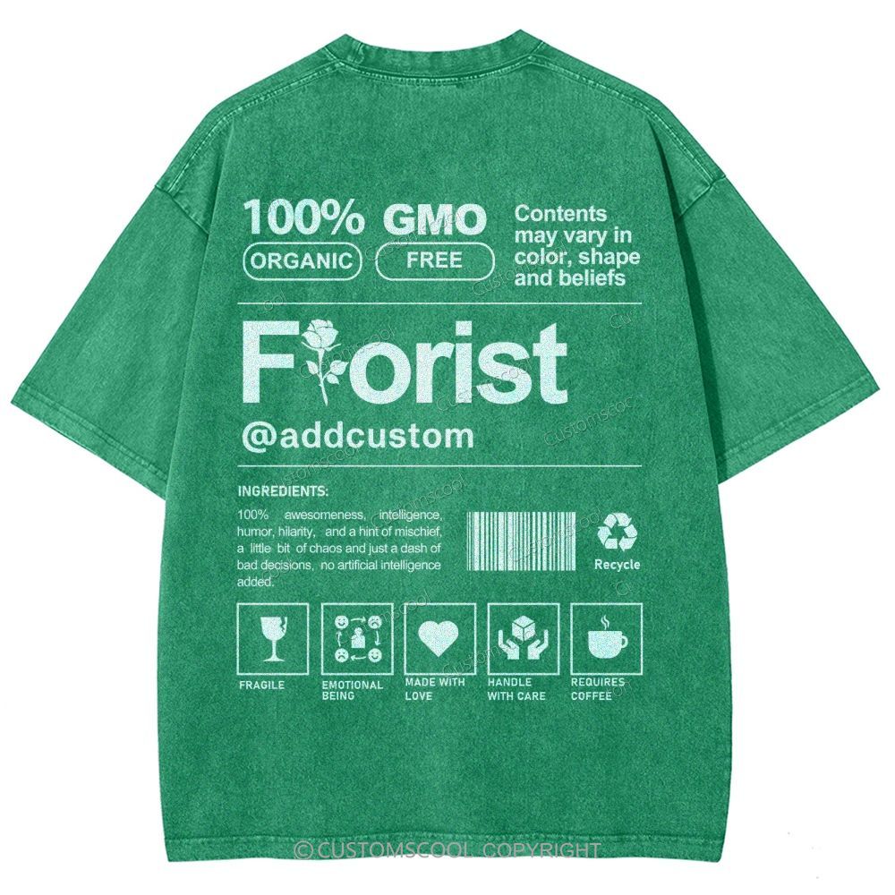 Florist Addcustom Unisex Fit Washed T-Shirt Customscool