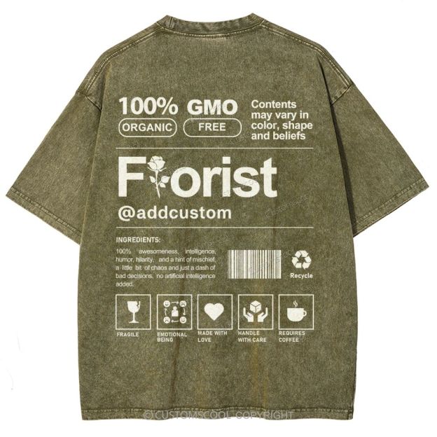 Florist Addcustom Unisex Fit Washed T-Shirt Customscool