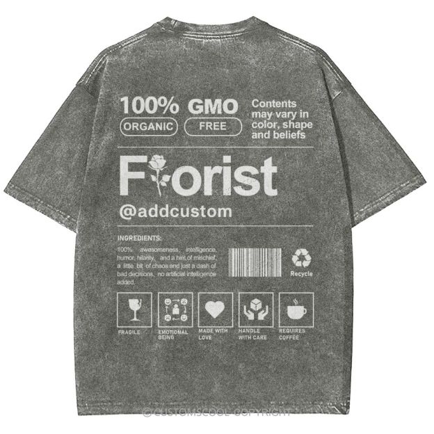 Florist Addcustom Unisex Fit Washed T-Shirt Customscool