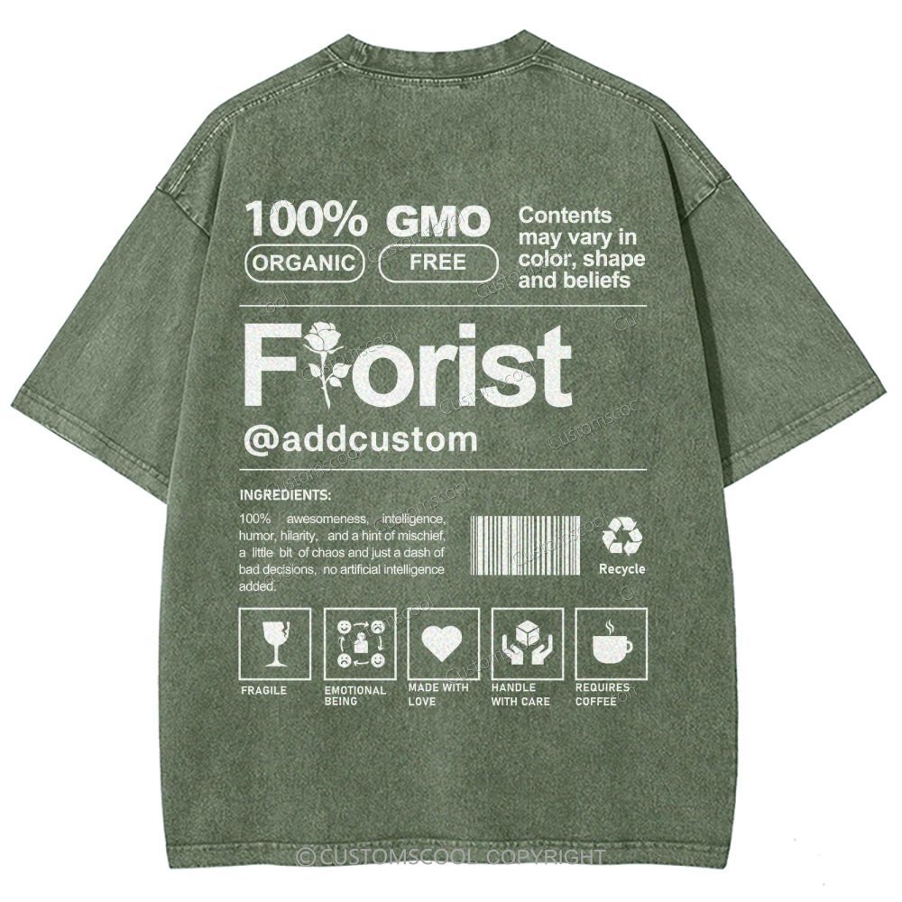 Florist Addcustom Unisex Fit Washed T-Shirt Customscool