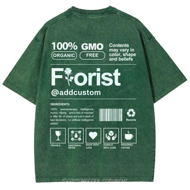 Florist Addcustom Unisex Fit Washed T-Shirt Customscool