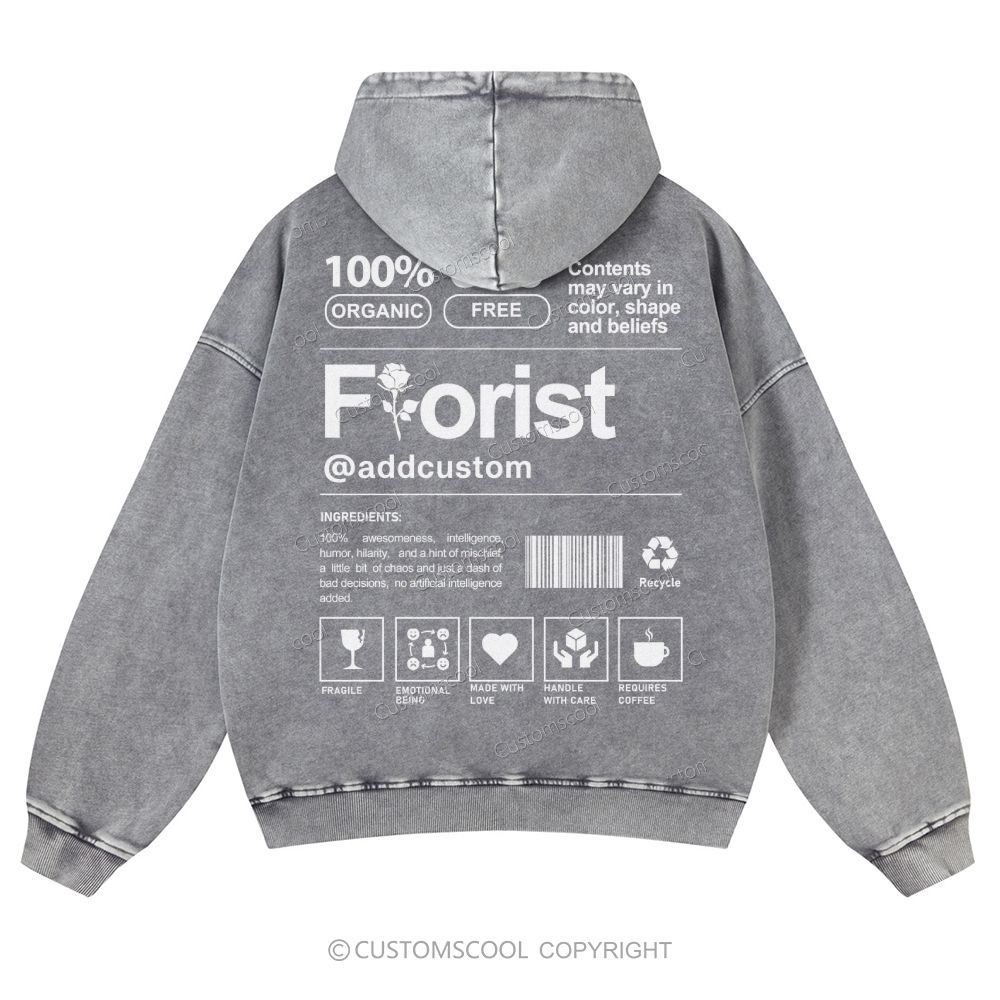 Florist Addcustom Casual Washed Hoodie Customscool