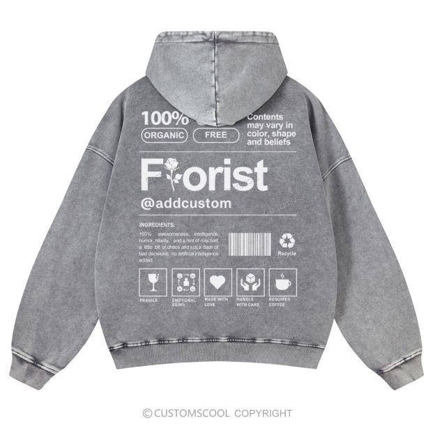 Florist Addcustom Casual Washed Hoodie Customscool