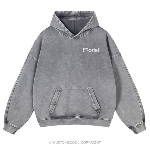 Florist Addcustom Casual Washed Hoodie Customscool