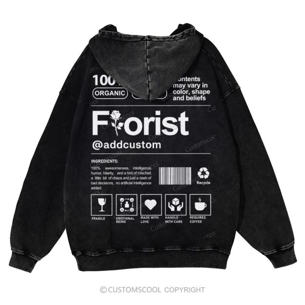 Florist Addcustom Casual Washed Hoodie Customscool