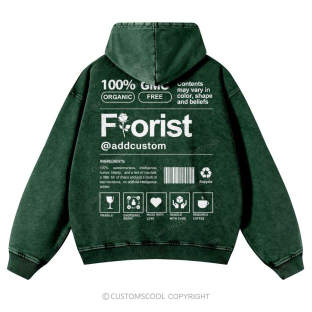 Florist Addcustom Casual Washed Hoodie Customscool