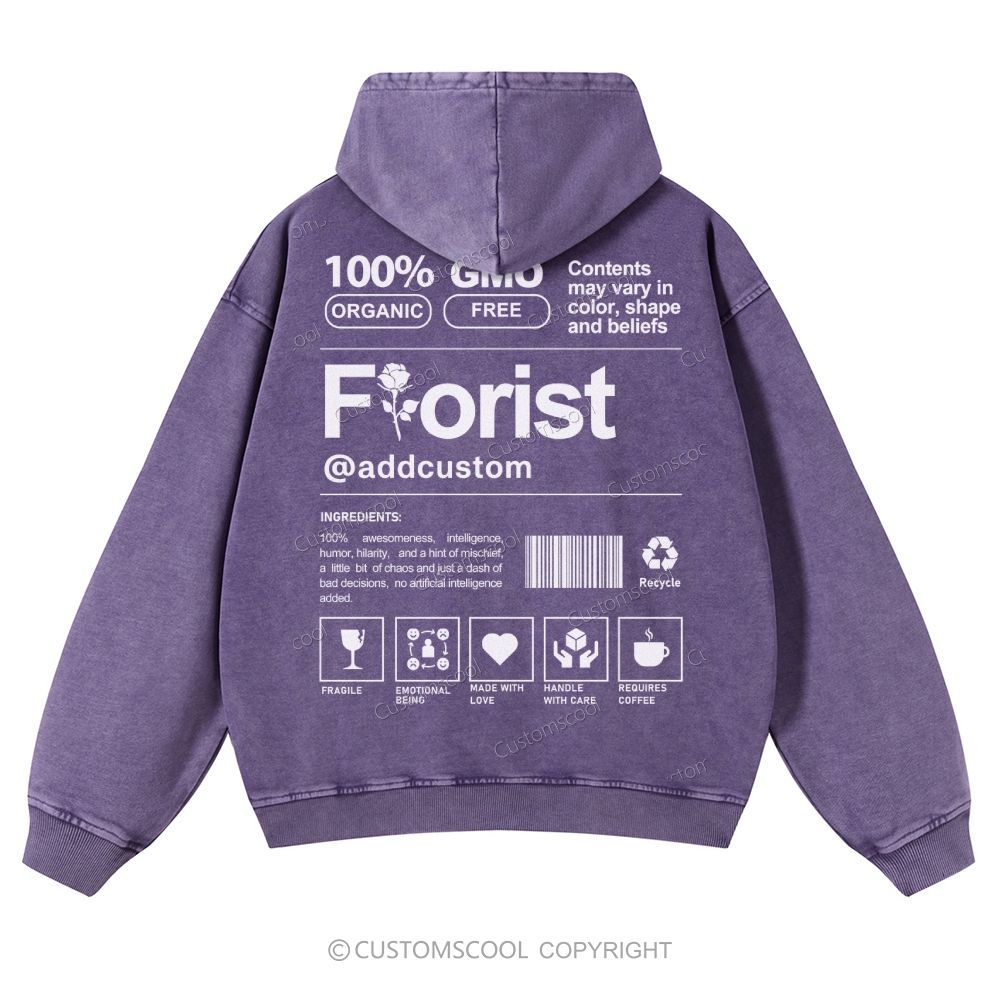 Florist Addcustom Casual Washed Hoodie Customscool