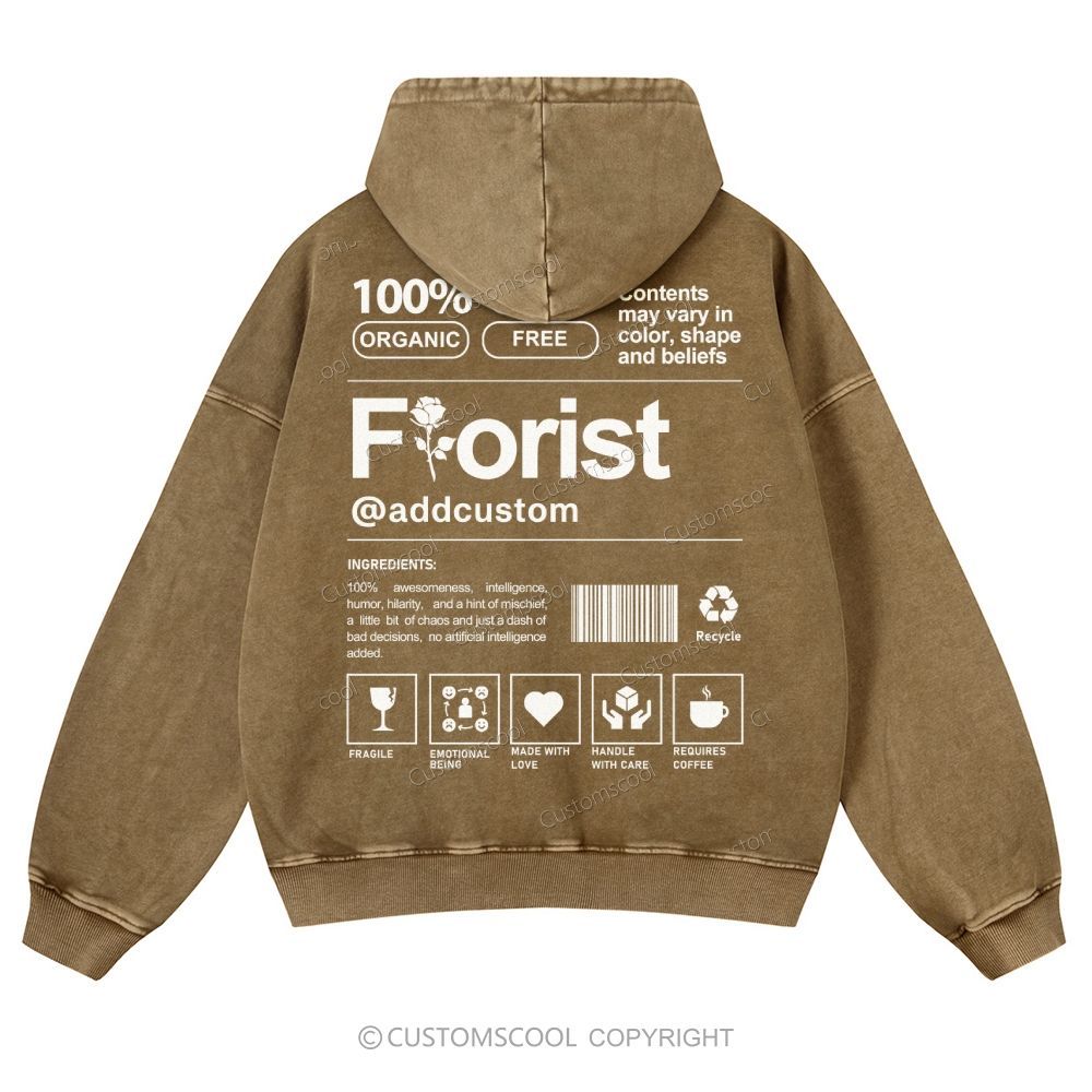 Florist Addcustom Casual Washed Hoodie Customscool