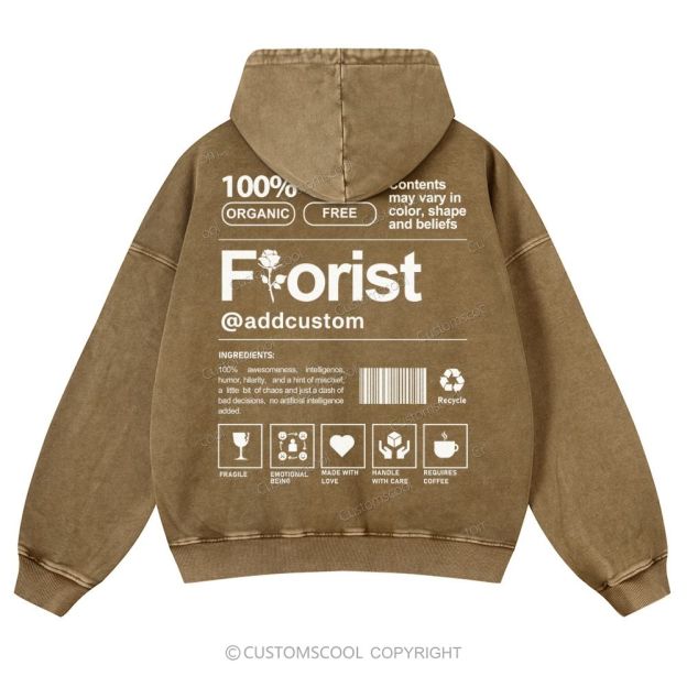 Florist Addcustom Casual Washed Hoodie Customscool