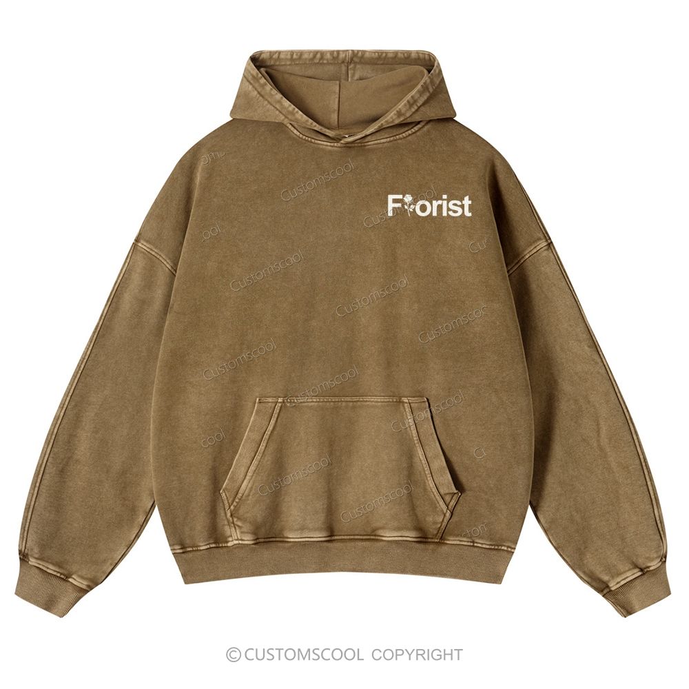 Florist Addcustom Casual Washed Hoodie Customscool
