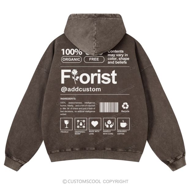 Florist Addcustom Casual Washed Hoodie Customscool