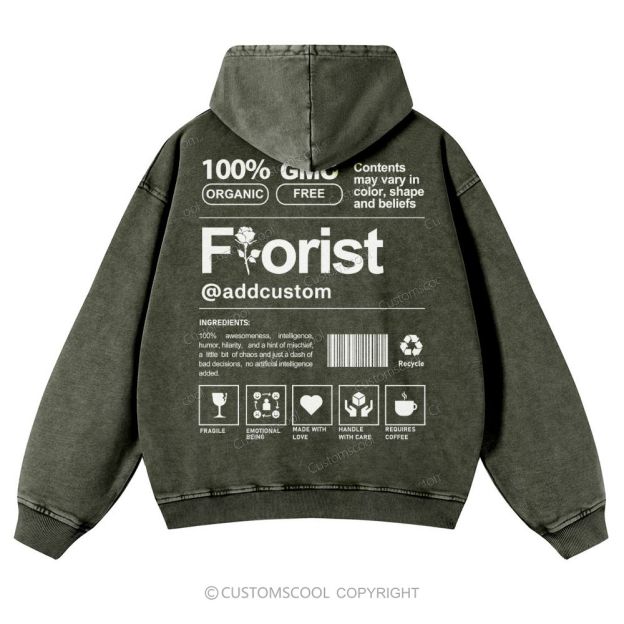 Florist Addcustom Casual Washed Hoodie Customscool