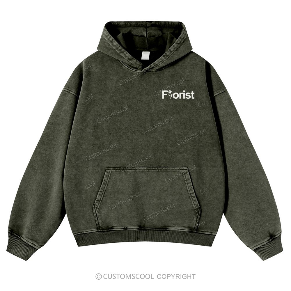 Florist Addcustom Casual Washed Hoodie Customscool
