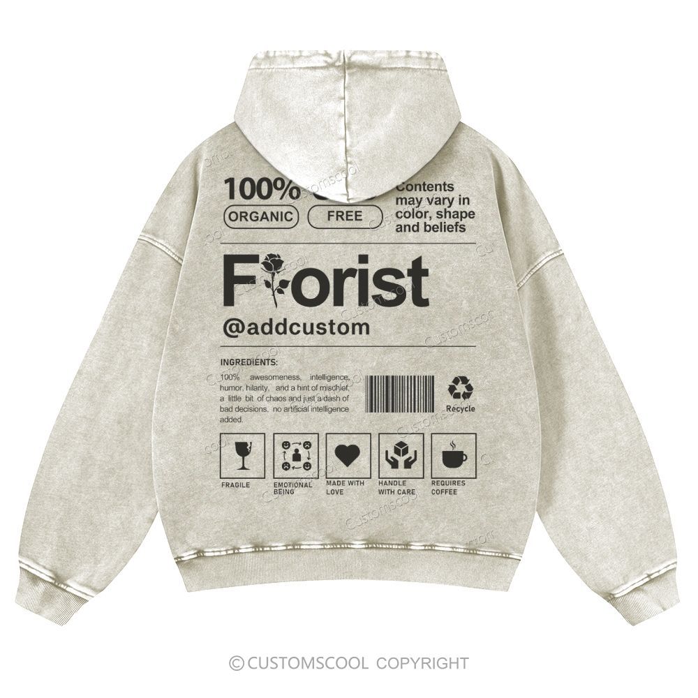 Florist Addcustom Casual Washed Hoodie Customscool
