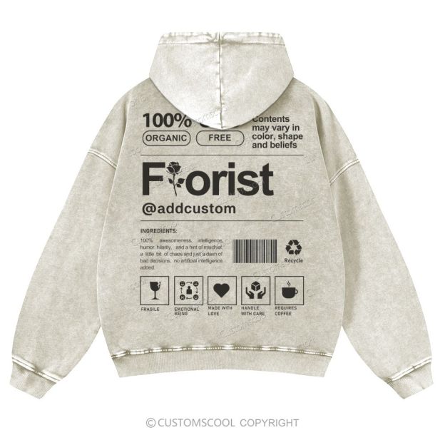 Florist Addcustom Casual Washed Hoodie Customscool