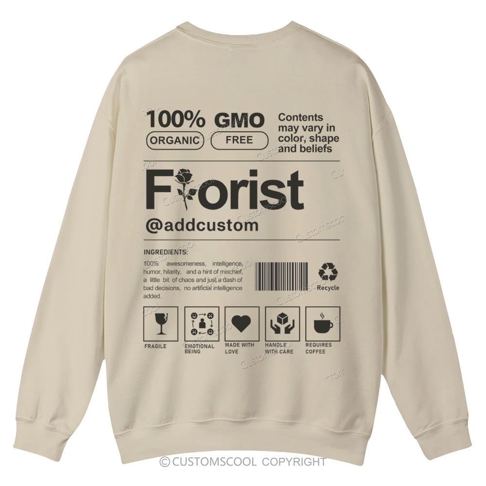 Florist Addcustom Casual Crewneck Sweatshirt Customscool
