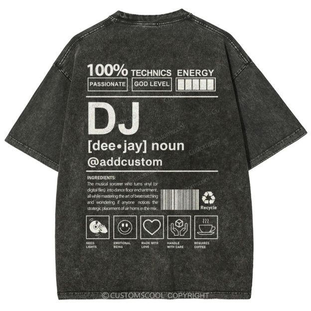 DJ Addcustom Unisex Fit Washed T-Shirt Customscool